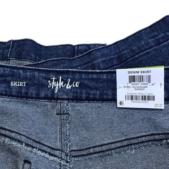 Style & Co NWT Medium Wash Mini Jean Skirt Women 4 - Picture 14 of 16